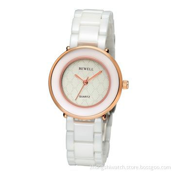 New Hours Clock Dial Best Ladies' Fashionable Ceramic White Steel Wristwatch with RoHS/CE Mark
